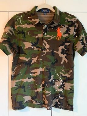 Polo by Ralph Lauren Camo Paint-Splatter Boys Polo Big Pony Large 14-16